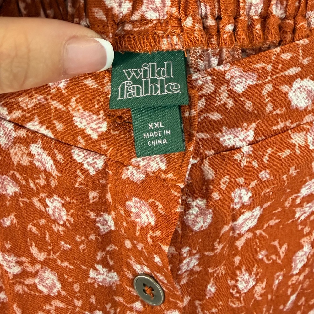 wild fable Rust Orange Floral Button-Front Maxi Skirt - Picture 2 of 6